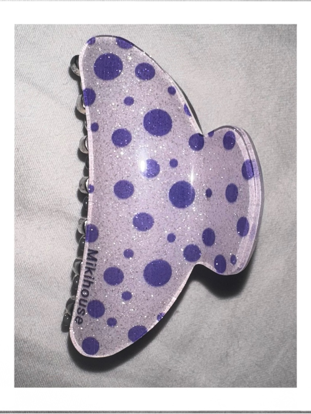 Purple Polka Dot Glitter Claw Clip